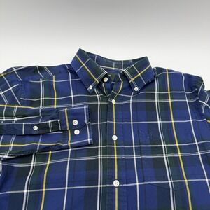Flying Scotsman Mens Plaid Button Down Shirt Navy Blue Green Yellow XL 185/104B